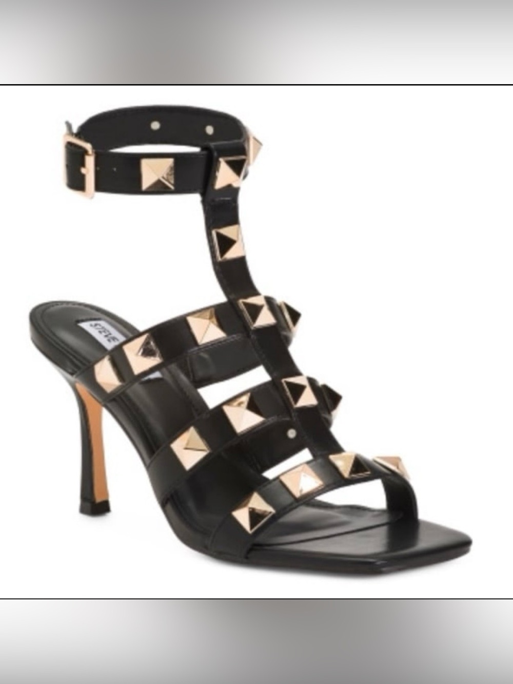 Steve Madden Capri Rock Studded Black High-Heel Sandal